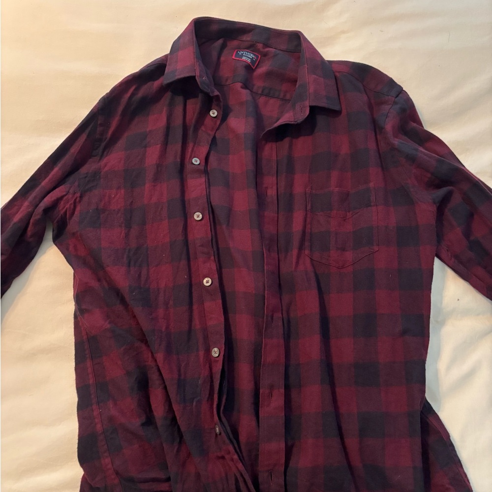 Untuckit Men's Casual Plaid Shirt - Burgundy and Black